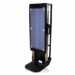 Front view of a vertical X-ray cassette holder with alignment markers and base