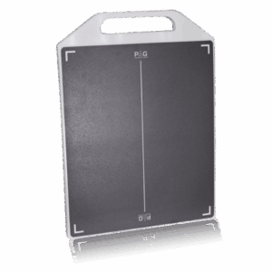 Rectangular black panel with a white handle, featuring a vertical center line and corner markers labeled “PAG.” Provide your feedback on BizChat