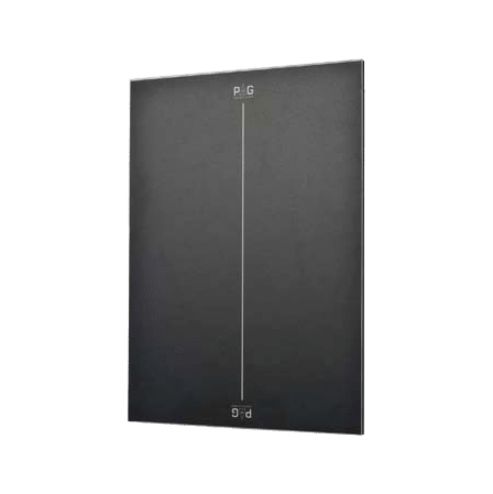 1-3 Flat black rectangular panel with a vertical center line and “PAG” markings at the top and bottom.