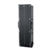 Tall black wall-mounted transformer cabinet with side handles and alignment markers on the front panel.