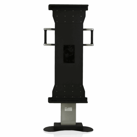 1-C-GL Vertical medical equipment stand with black mounting panel and integrated handles.