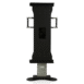 Vertical medical equipment stand with black mounting panel and integrated handles.