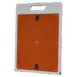 Orange imaging panel with a white frame, alignment markers, and a built-in top handle shown upright.