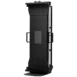 Angled view of a tall black metal cart with handles and mounting brackets