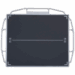 Front view of a black X-ray grid with white alignment markers, encased in a white protective frame with multiple handles
