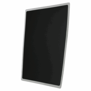 Black flat panel detector inside a white holder, shown at an angle