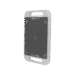 White protective case with handles and a black panel featuring a crosshair design