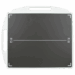 Front view of a black X-ray grid with white alignment markers, encased in a white protective frame with two handles