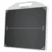 Flat black radiology positioning board with white alignment markings and a built-in handle at the top.