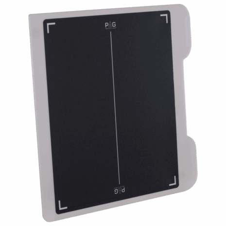 1-TE-Hero Black rectangular panel with white border and alignment markers labeled ‘PAG’ at the top