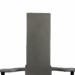 Rear view of a tall equipment stand with solid gray panel and extended side arms.