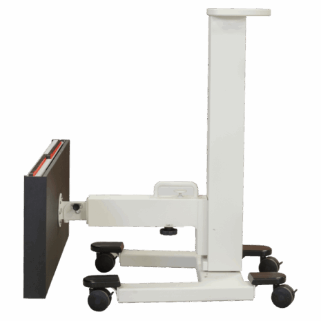 10-pospll-profile-lat-low Side view of mobile X-ray panel stand with detector in low lateral position
