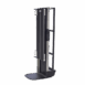 Angled view of a vertical X-ray cassette holder with adjustable frame and base