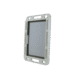 Front angled view of a white case with multiple side openings and a recessed compartment