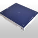 Flat rectangular panel with a dark blue surface, white edges, and corner markers, featuring a centered crosshair.