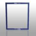 Blue rectangular frame with white inner edges and “Reina Imaging” text at the top and bottom, placed on a reflective surface.