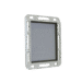 Front angled view of a white case with multiple side openings and a recessed compartment