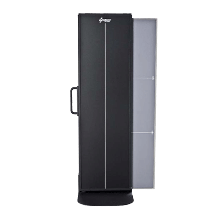 14x51-Mobile-Trans-Former-for-Konica-CR_2-1 Vertical X-ray cassette holder with protective cover and side panel.