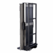 Mobile X-ray cassette holder with metal frame, wheels, and side handle, shown at an angle