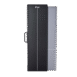 Front view of a wall-mounted X-ray film holder with black panel and partially exposed gray cassette, featuring a side handle for adjustment