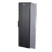 Angled view of a wall-mounted X-ray film holder with black front panel, white alignment line, and partially visible gray cassette for radiographic imaging