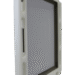 Close-up view of a white case showing side openings and a recessed compartment