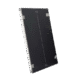 Thin black rectangular panel with a vertical center line and corner markers labeled “PAG,” secured by silver clips on the edges.