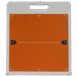 Orange X-ray grid with alignment markers and a white handle on the side.