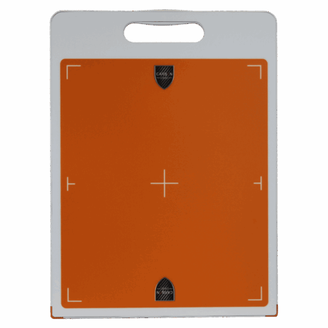2-CCVNG14_TUBE Orange imaging panel with a white frame, alignment markers, and a built-in top handle shown upright.
