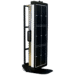 Angled view of a tall cart with a vertical panel featuring a grid pattern