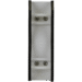 White holder with two curved black edges and four visible screws arranged in pairs.