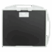 Back view of a carbon fiber X-ray grid in a white protective frame with two handles and a PAG label.