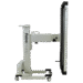 Side view of a mobile X-ray panel holder with Reina Imaging branding, adjustable arm, and four caster wheels.