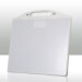 Front view of a white-framed panel with integrated handle and smooth gray surface.
