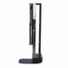 Side view of a mobile X-ray cassette holder with adjustable frame and wheels