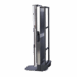 Side view of a mobile X-ray cassette holder with adjustable frame and wheels