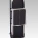 Wall-mounted transformer cabinet with square front panel in vertical position on a black metal frame