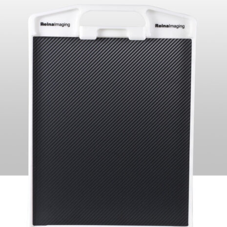 3-8 Black carbon-fiber imaging panel with a white frame and a built-in top handle shown upright.