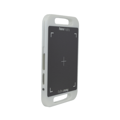 3-NDT2HFE_HERO1 White protective case with handles and a black panel featuring a crosshair design
