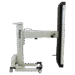 Side view of a mobile X-ray panel holder with Reina Imaging branding, adjustable arm, and four caster wheels.