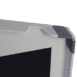 Close-up of a monitor corner with a gray protective foam guard