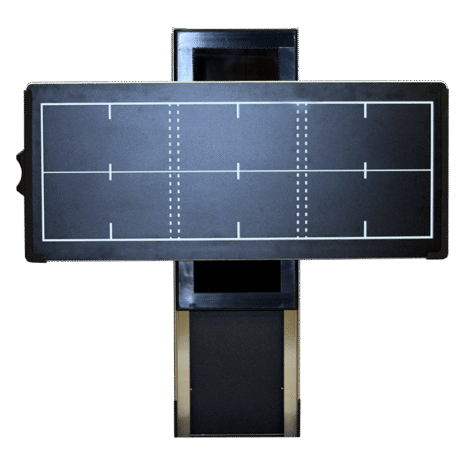 4-Hero-Landscape-with-grid Front view of a tall cart with a wide horizontal panel featuring a grid pattern