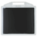 Black flat panel detector inside a white holder with integrated handle, shown from the back