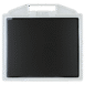 Black flat panel detector inside a white holder with integrated handle, shown from the back