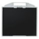Front view of a black textured panel with a white frame and integrated handle.