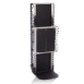 Wall-mounted transformer cabinet with square front panel in vertical position on a black metal frame