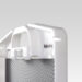 Angled view of a white frame with integrated handle and visible black textured panel.