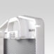 Angled view of a white frame with integrated handle and visible black textured panel.