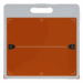 Orange X-ray grid with alignment markers and a white handle on the side.