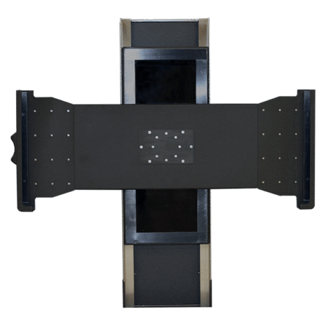 5-Hero-Landscape Front view of a tall cart with a wide horizontal panel and multiple mounting holes.